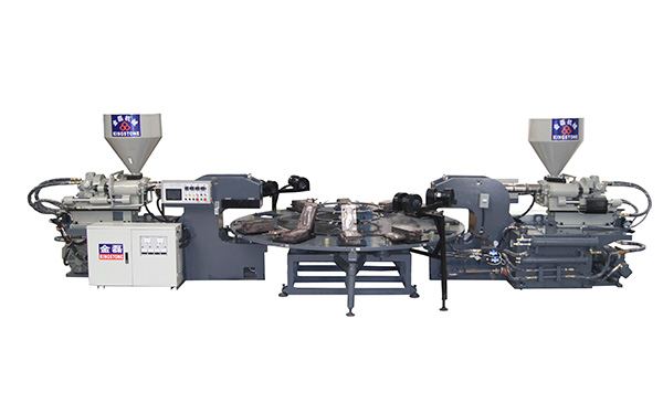 全自動(dòng)圓盤式雙色PVC/TPR鞋底機(jī)JL-105-2C-12S